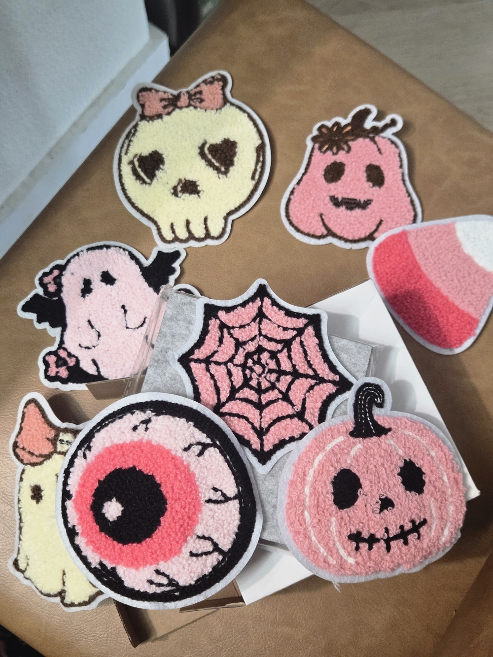 Pink Halloween DIY Embroidered Coaster Kit Set 8
